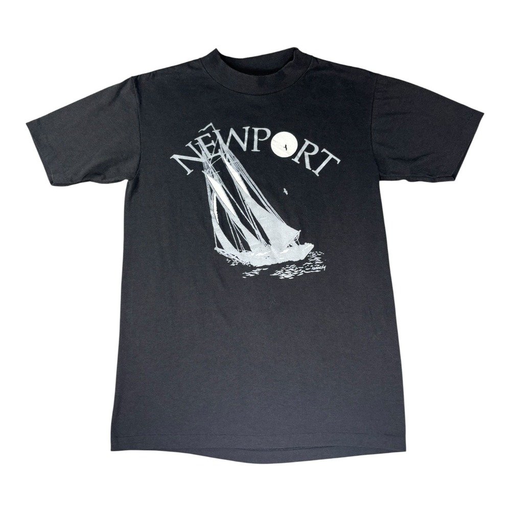 Vintage 90s Miller‎ Newport Sailing Yacht T-Shirt Made in USA Black Size M